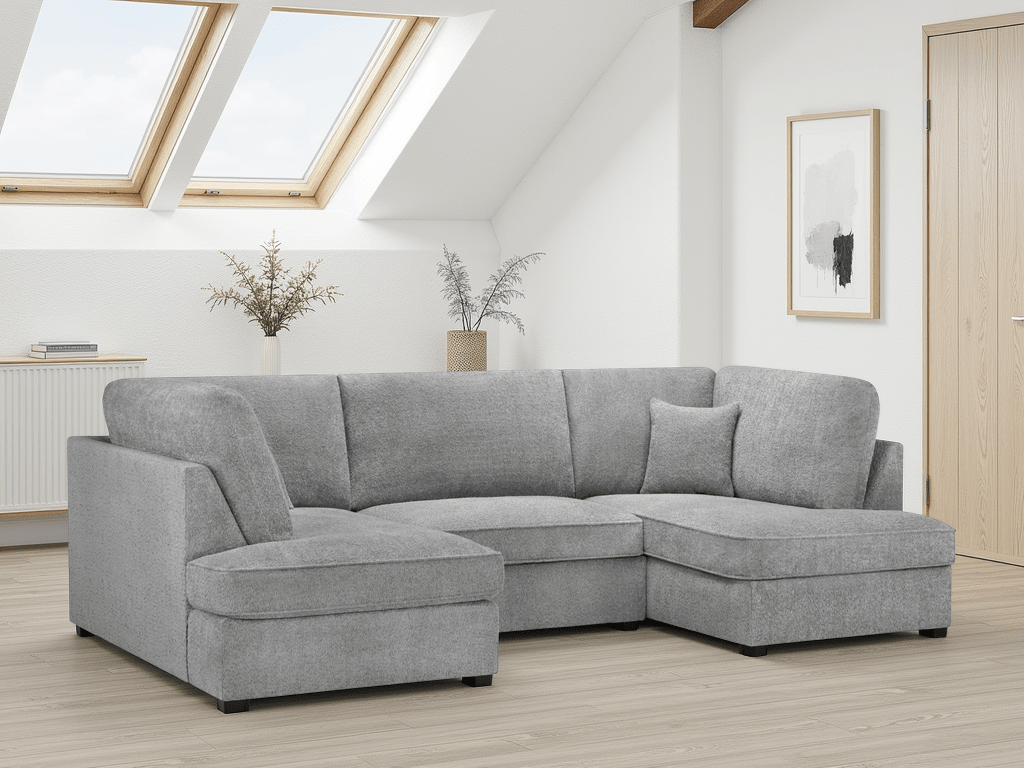 Carnaby U Shape Boucle Corner Sofa in Grey - JustBed