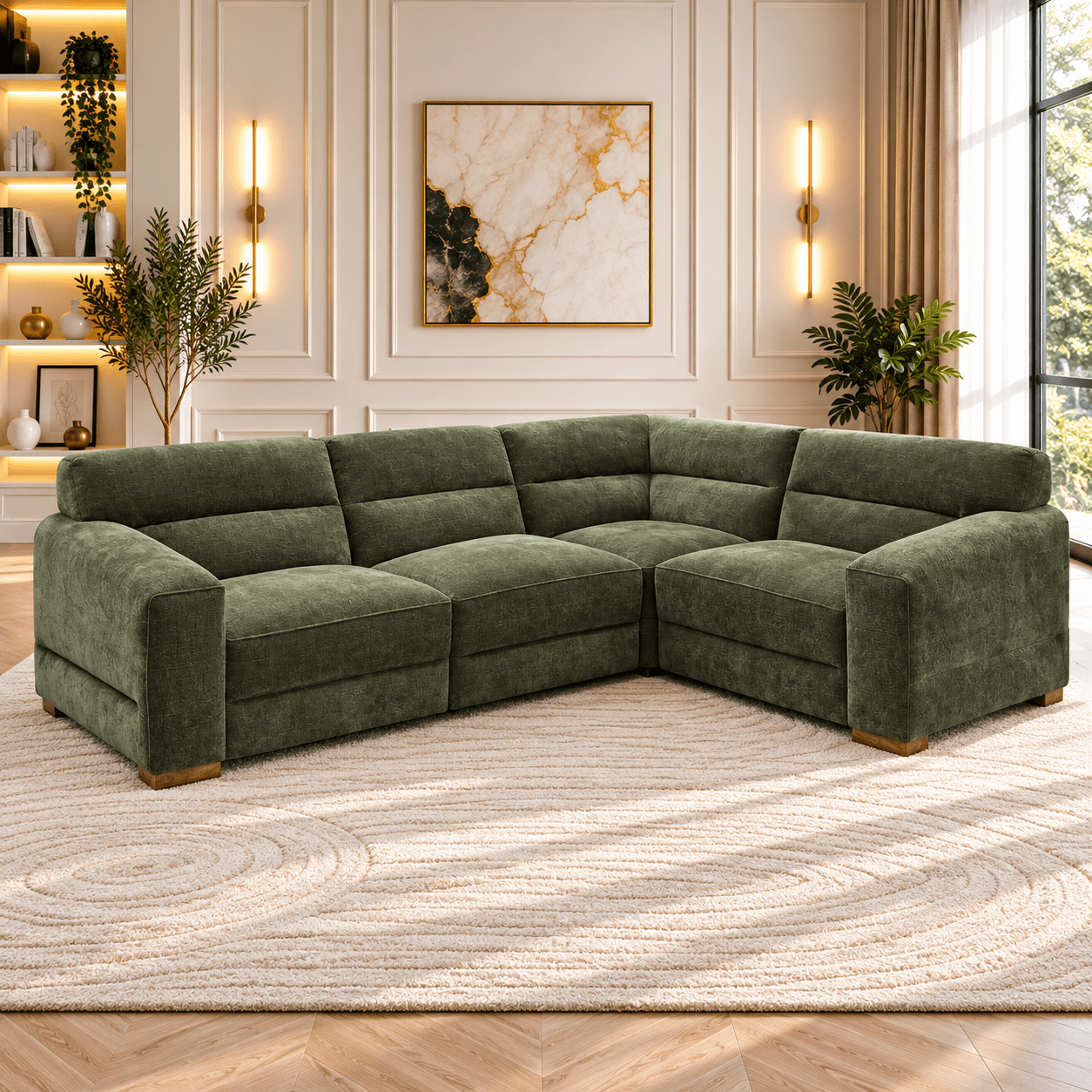Chicago Universal Sofa Corner In Green - JustBed
