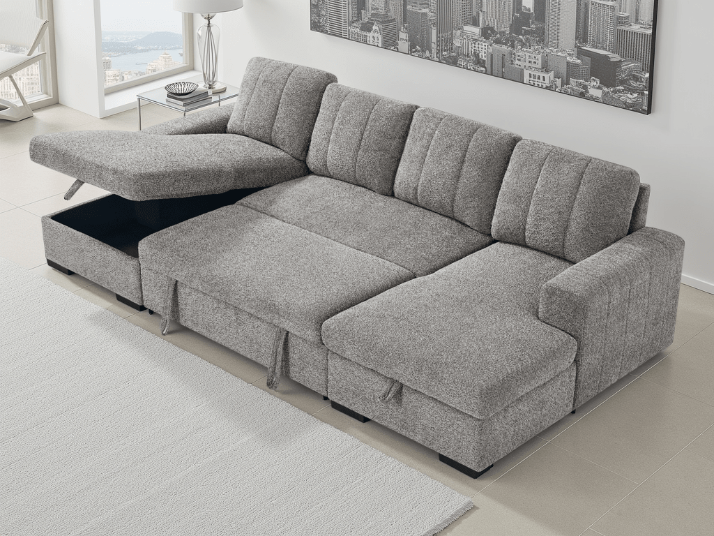 Como U Shape Corner Sofa Bed in Grey - JustBed