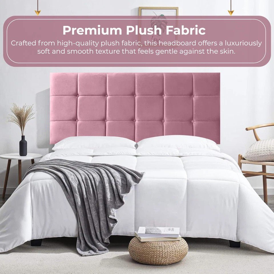 Cube Plush Velvet Headboard - JustBed