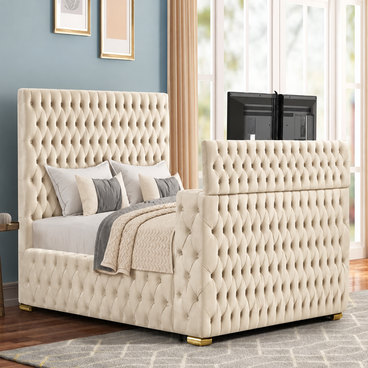 Sonno TV Bed Frame in Chesterfield Style