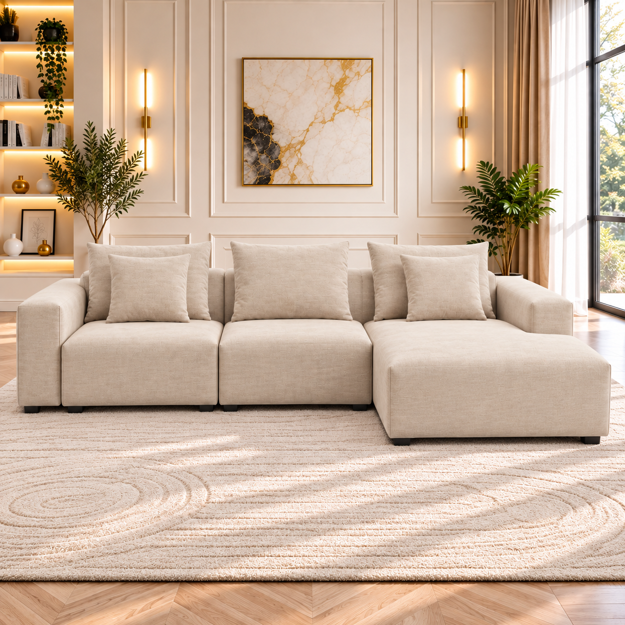 Malibu Universal Corner Sofa In Beige