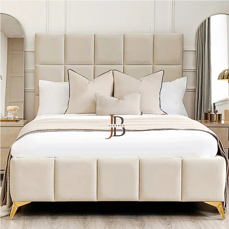 Darwin Cubed Upholstered Bed Frame With Gas Lift Storage - JustBed