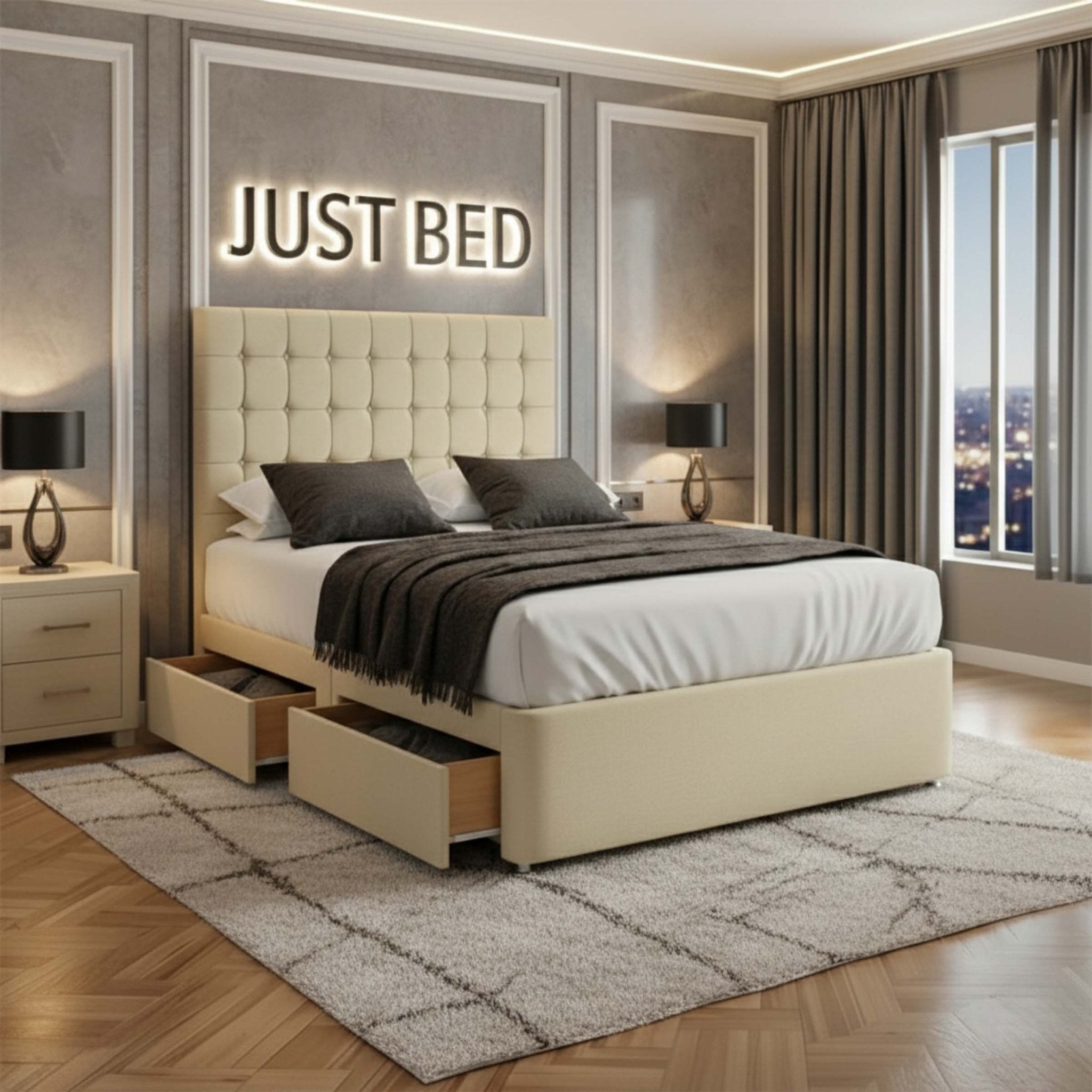 Devon Cubed Design Divan Bed - JustBed