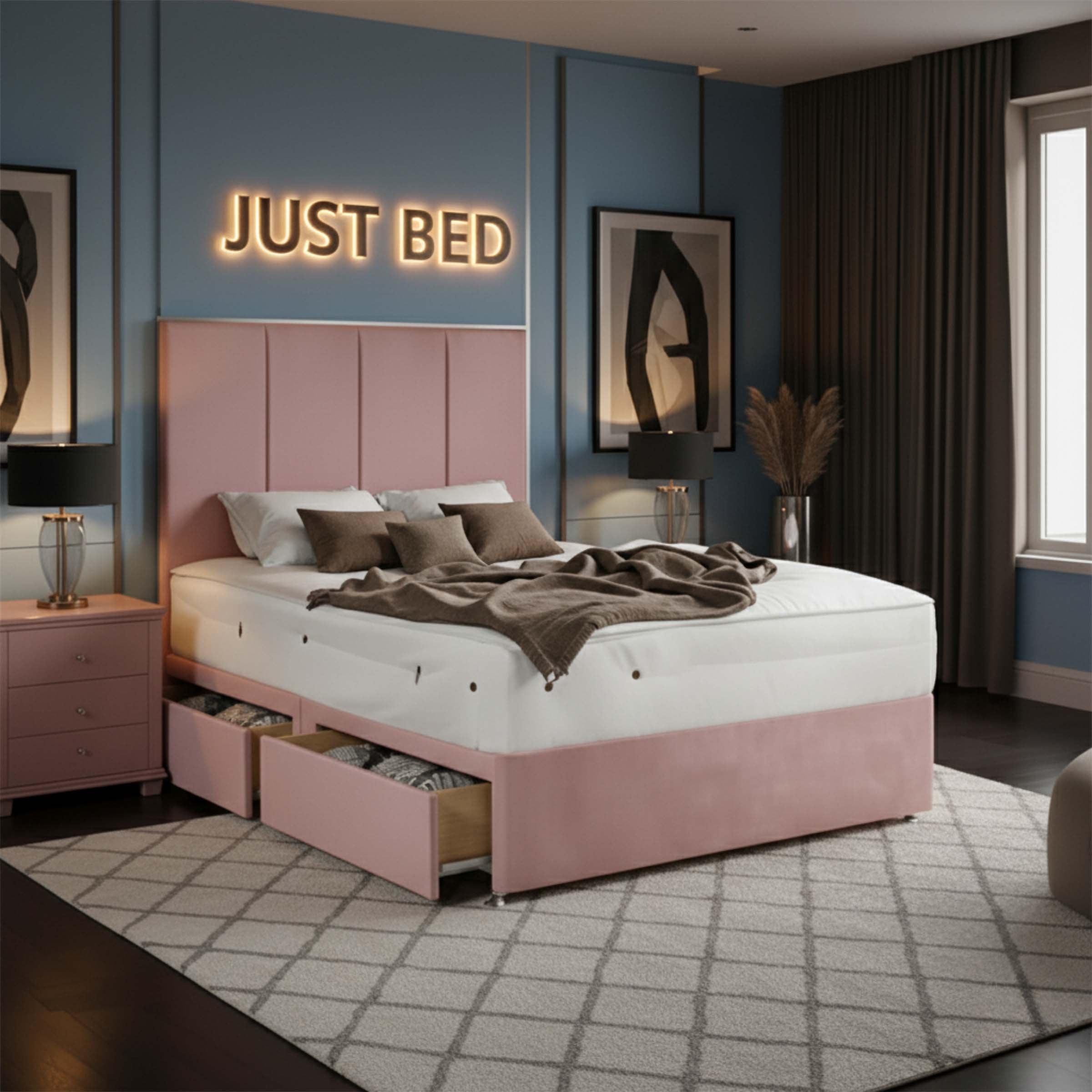 Four Panel Reinforced Divan Bed Set