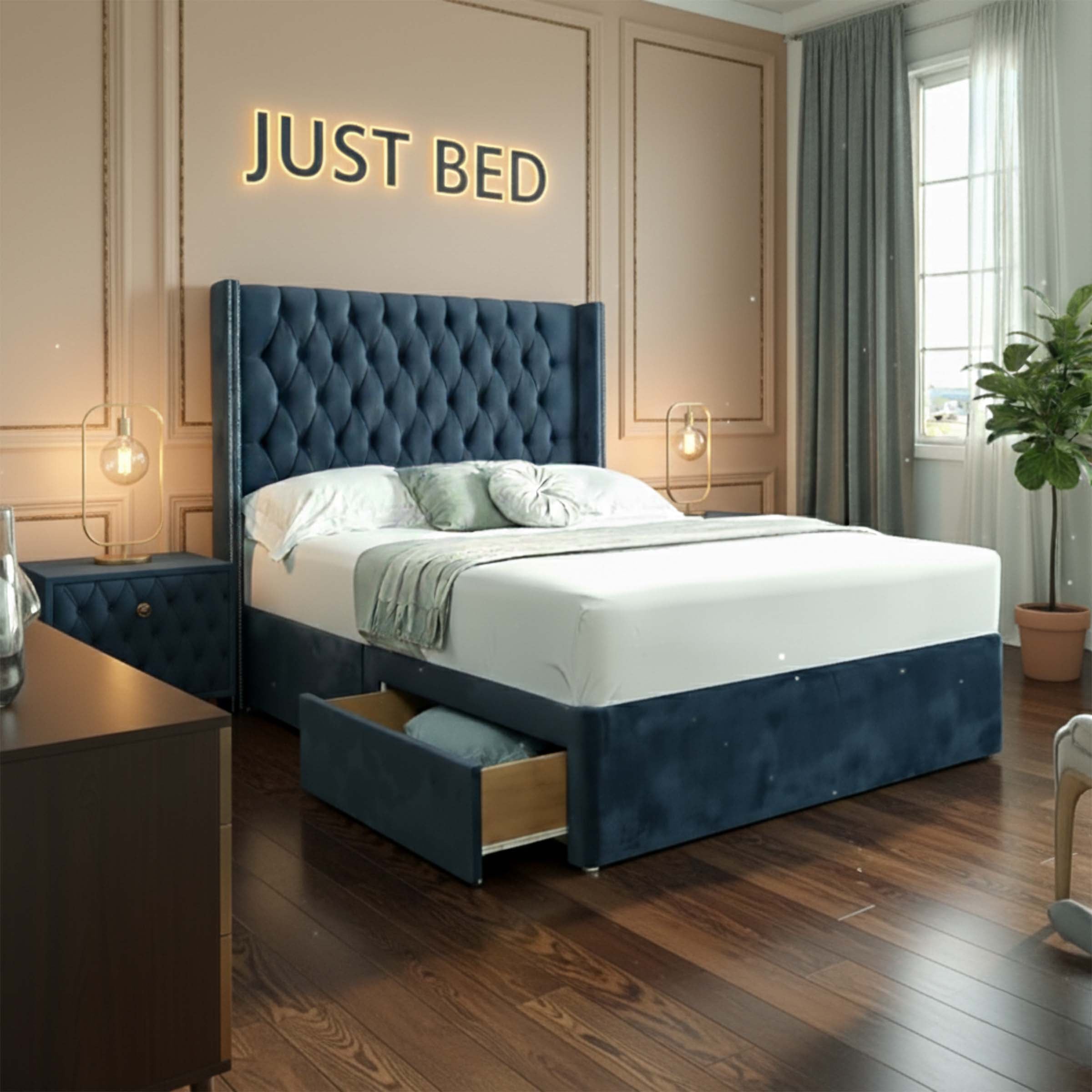 Miami Chesterfield Winged Divan Bed Frame