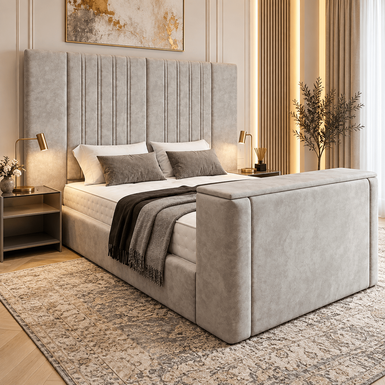 Elarion Linear Panel TV Bed Frame - JustBed