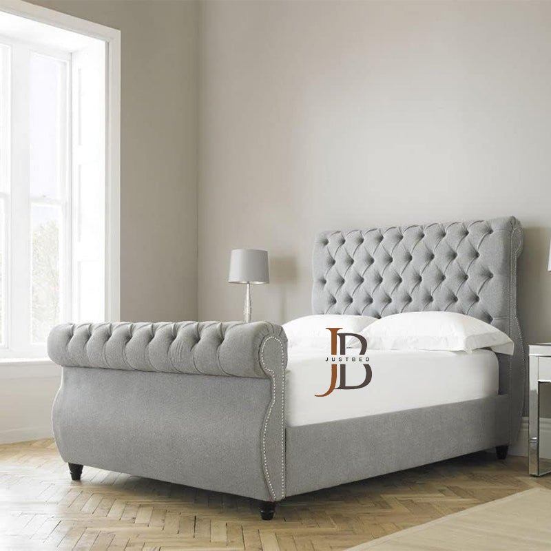 Elberta Upholstered Sleigh Bed Frame - JustBed