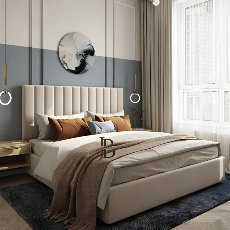 Ellia Linestyle Boucle Fabric Bed Frame