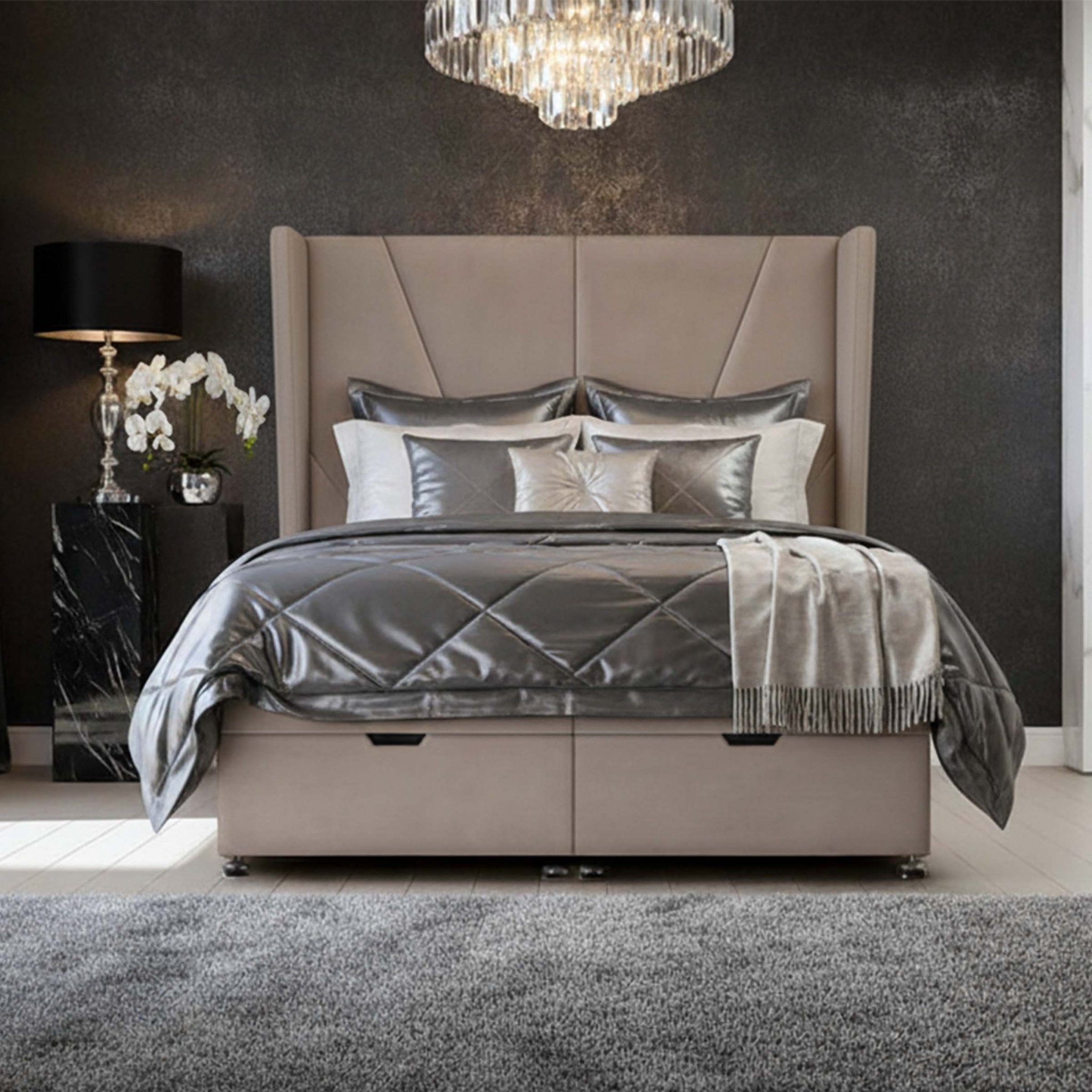 Elmo Divan Ottoman Bed Frame With Winged Headbaord - JustBed
