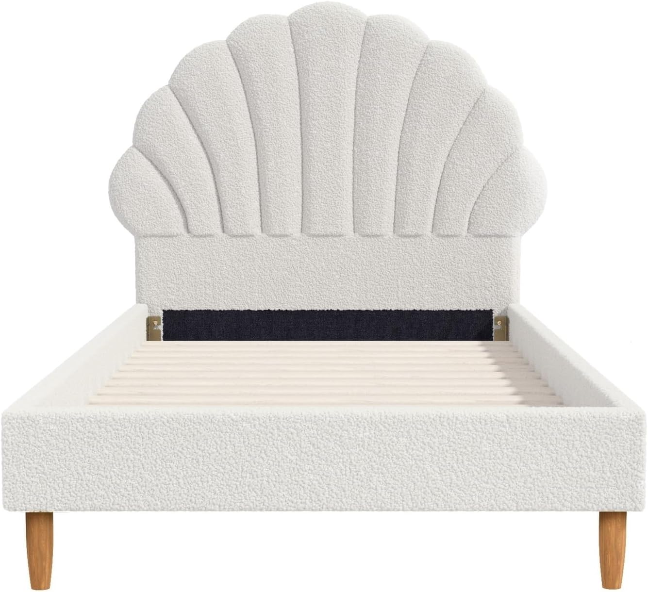 Fuzzle Kids Bed in Boucle Fabric with Stylish Headboard - JustBed