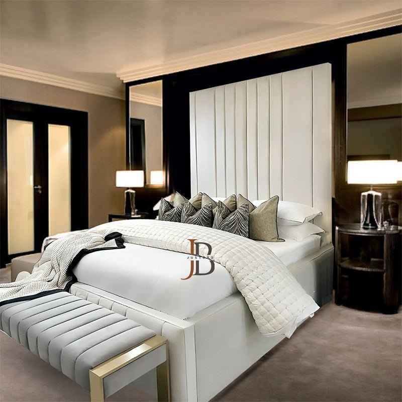 Harold Panel Upholstered Bed Frame With high Base - JustBed