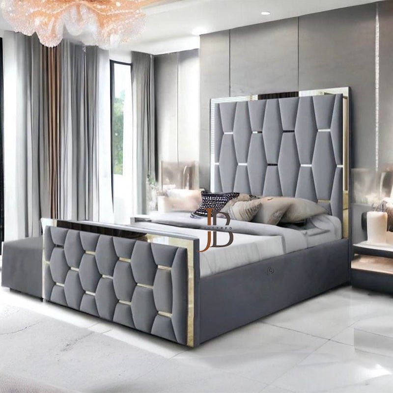 Hexagold Stripe Luxury Bed Frame - JustBed
