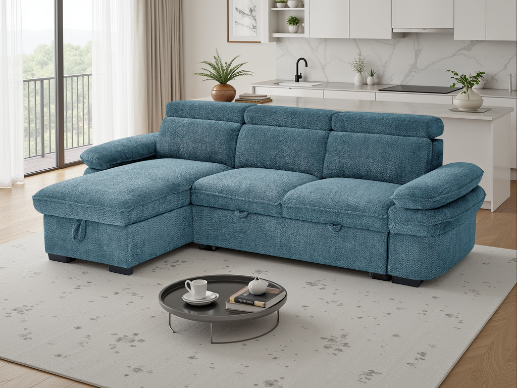 Hudson Universal Corner Sofabed In Blue