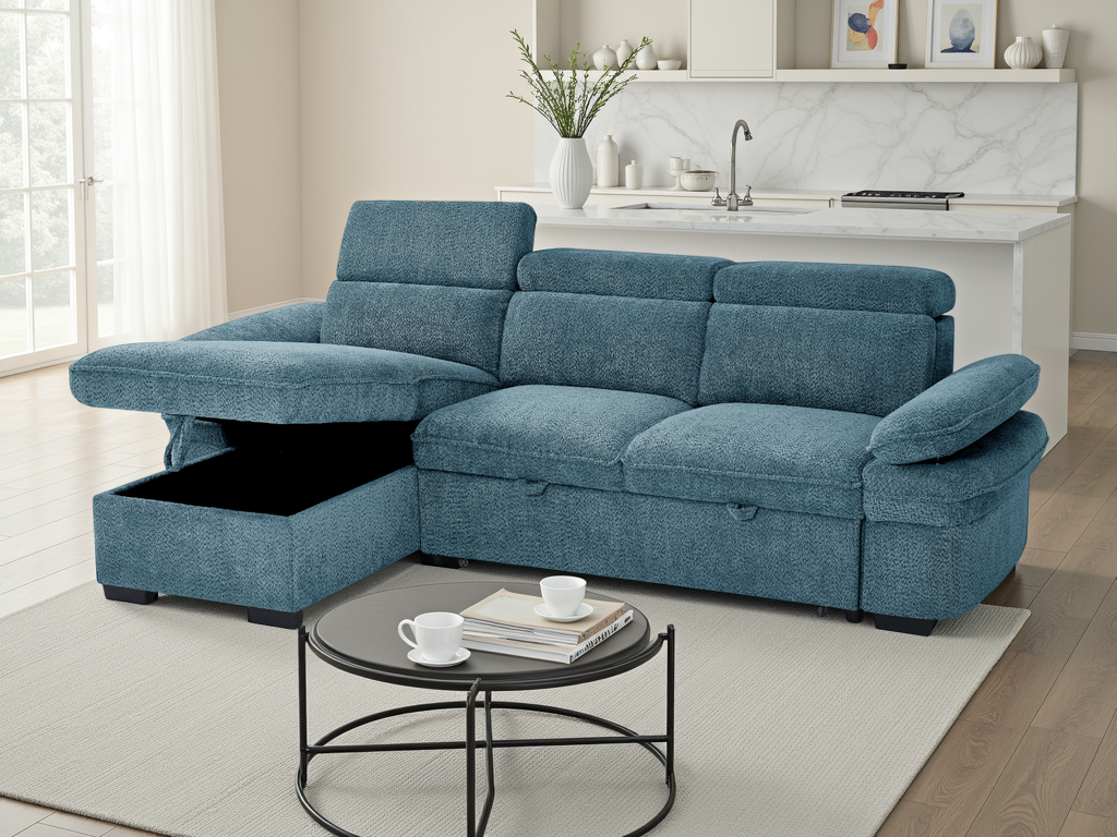 Hudson Universal Corner Sofabed In Blue