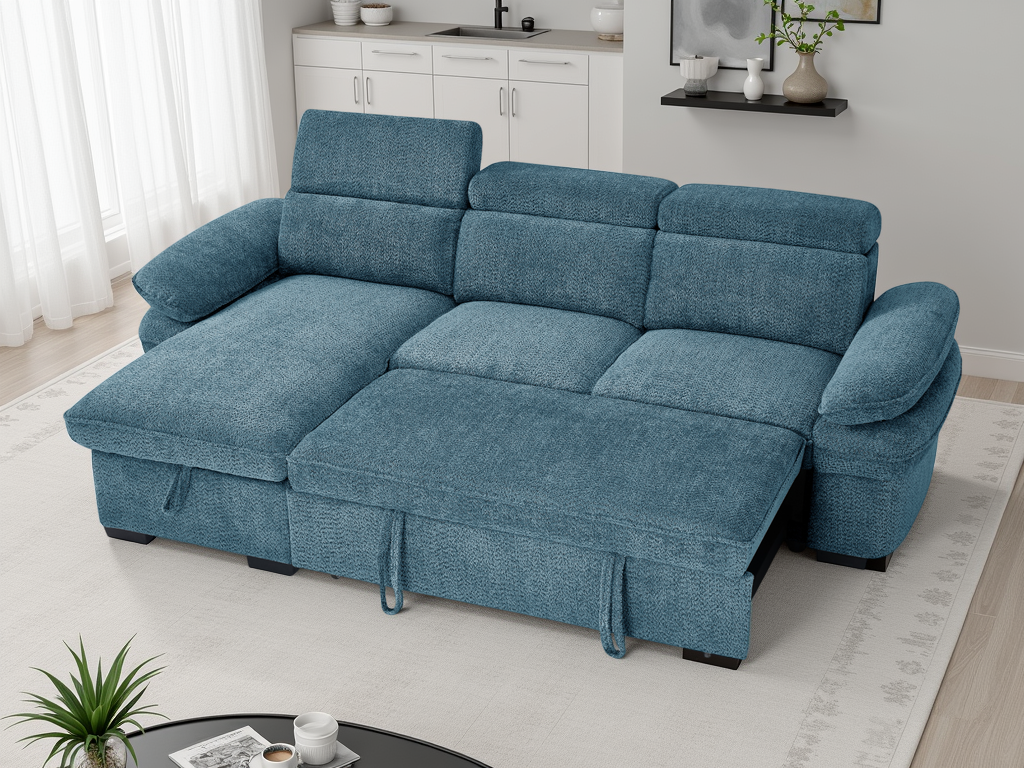 Hudson Universal Corner Sofabed In Blue