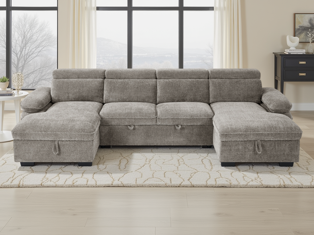 Hudson U Shape Corner Sofabed In Grey