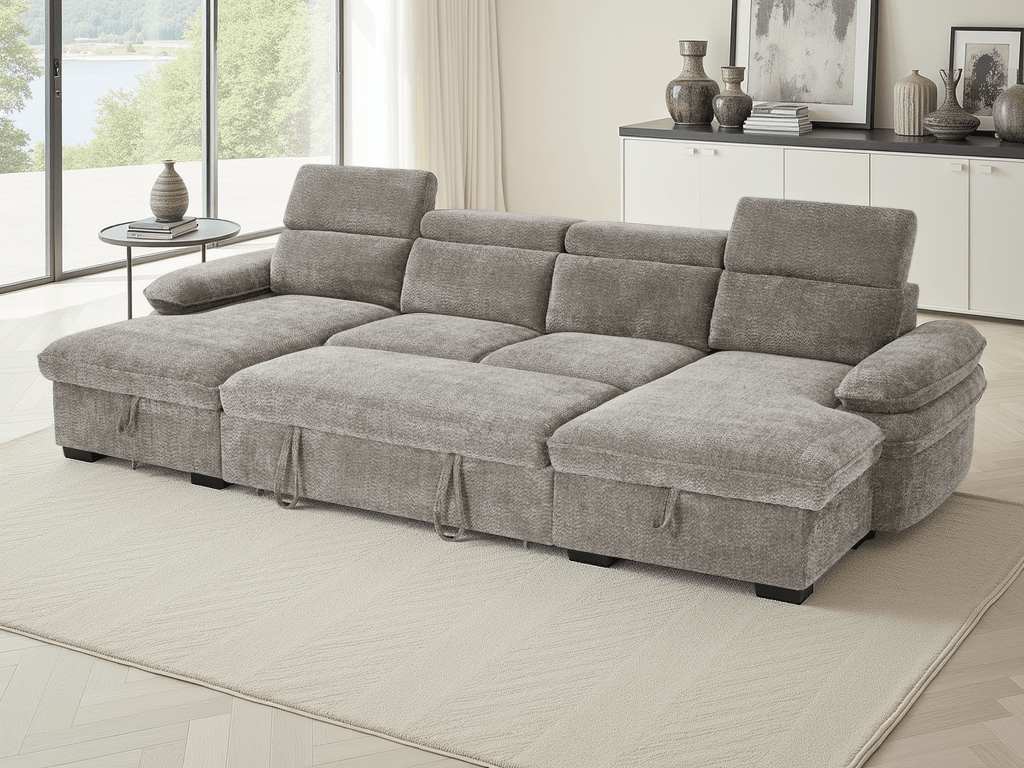 Hudson U Shape Corner Sofabed In Grey - JustBed