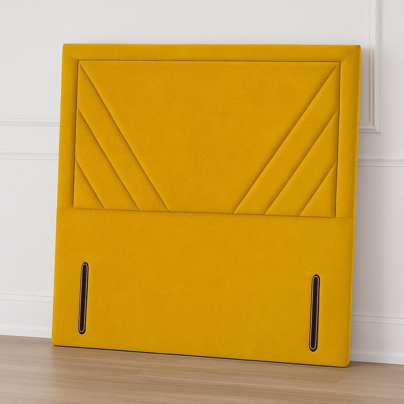 Hugo Art Deco Floor Headboard in Plush Velvet - JustBed