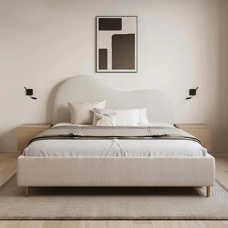 Myra Luxury Bed in Plush Velvet Fabric with Stylish Headboard