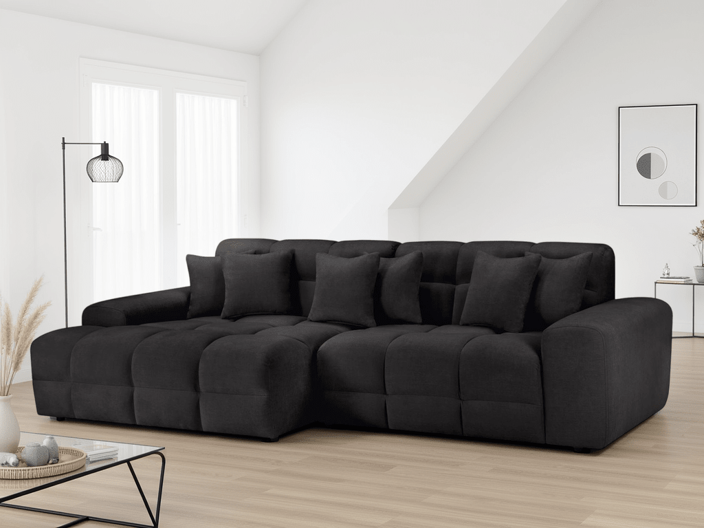 Jacob Left Hand Facing Corner Sofa In Black - JustBed