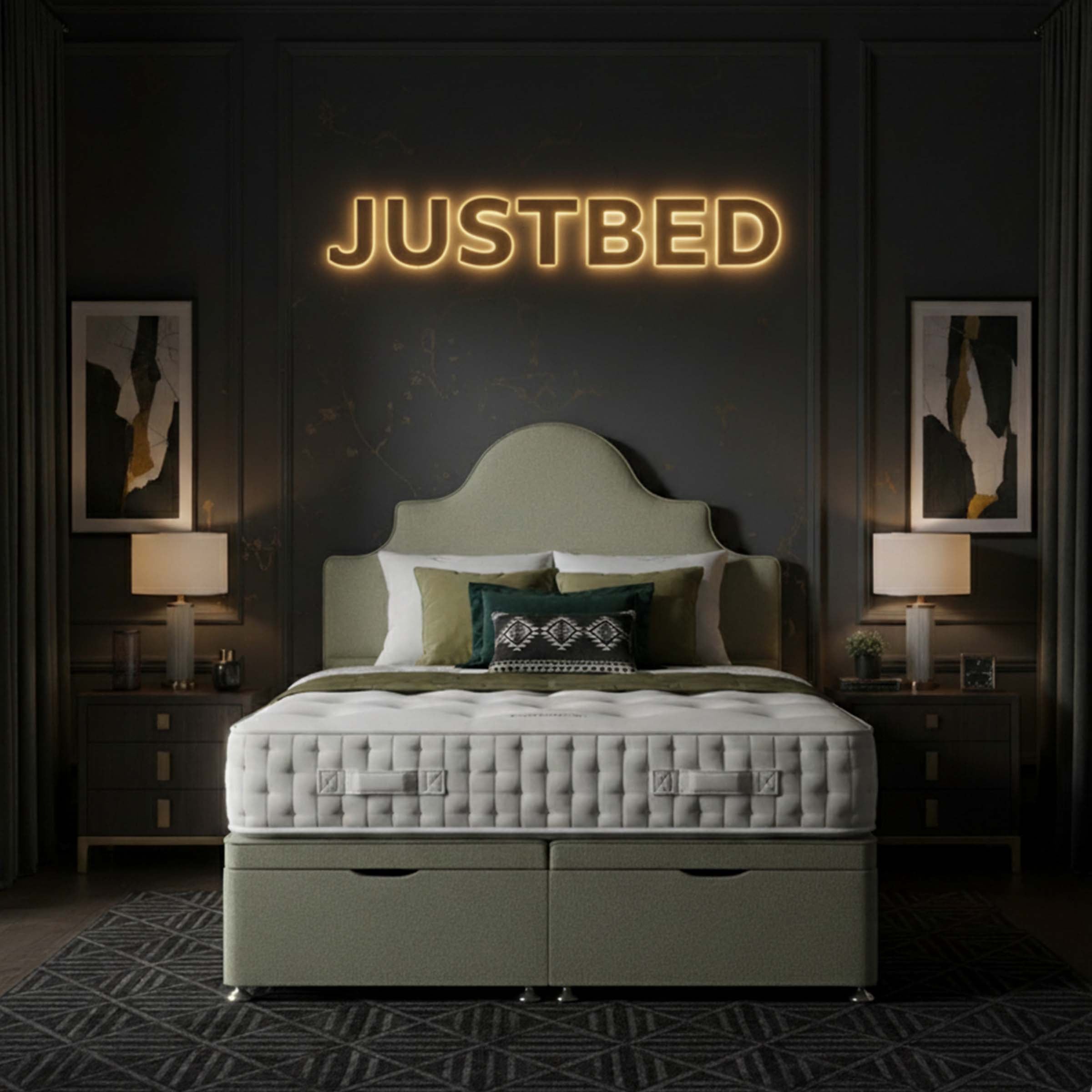 Jordi Divan Ottoman Bed Frame in Plush Velvet Fabric With Stylish Headboard