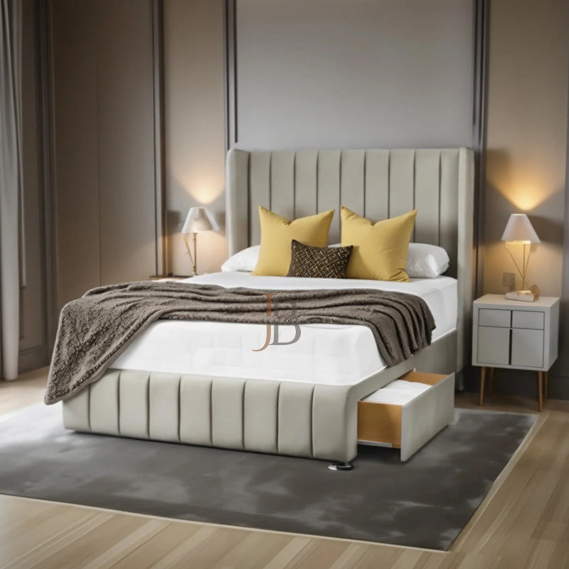 Jade Panel Wingback Divan Bed