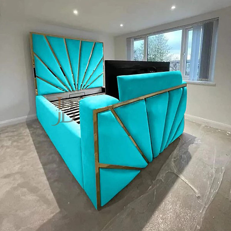 Eston Luxury TV Bed Frame With Golden Border