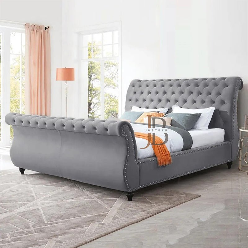 Lapmi Swan Sleigh Bed Frame - JustBed