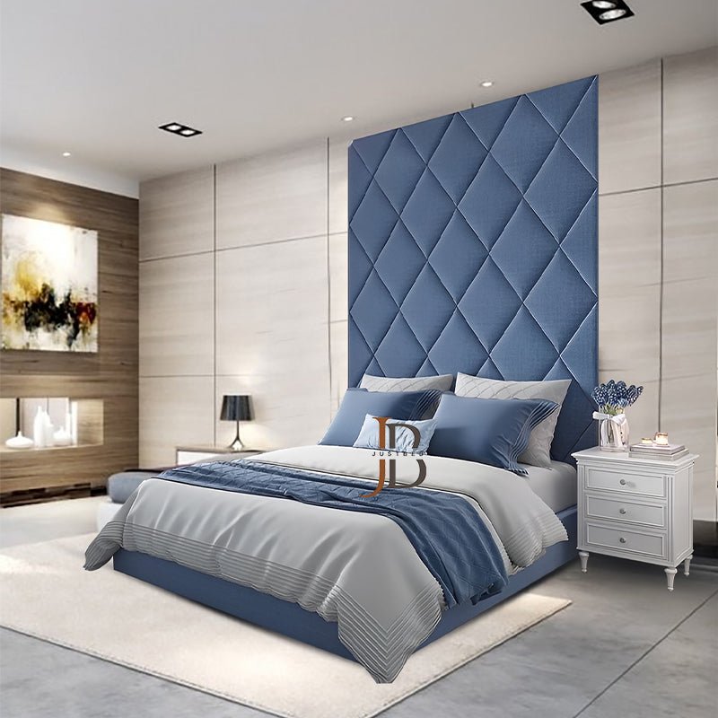 Leo High Hedboard Chesterfield Upholstered Bed Frame - JustBed