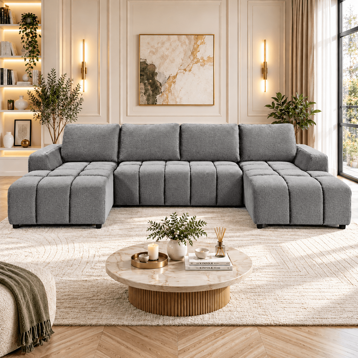 Luxury Shanghai U Shape Sofabed In Grey - JustBed