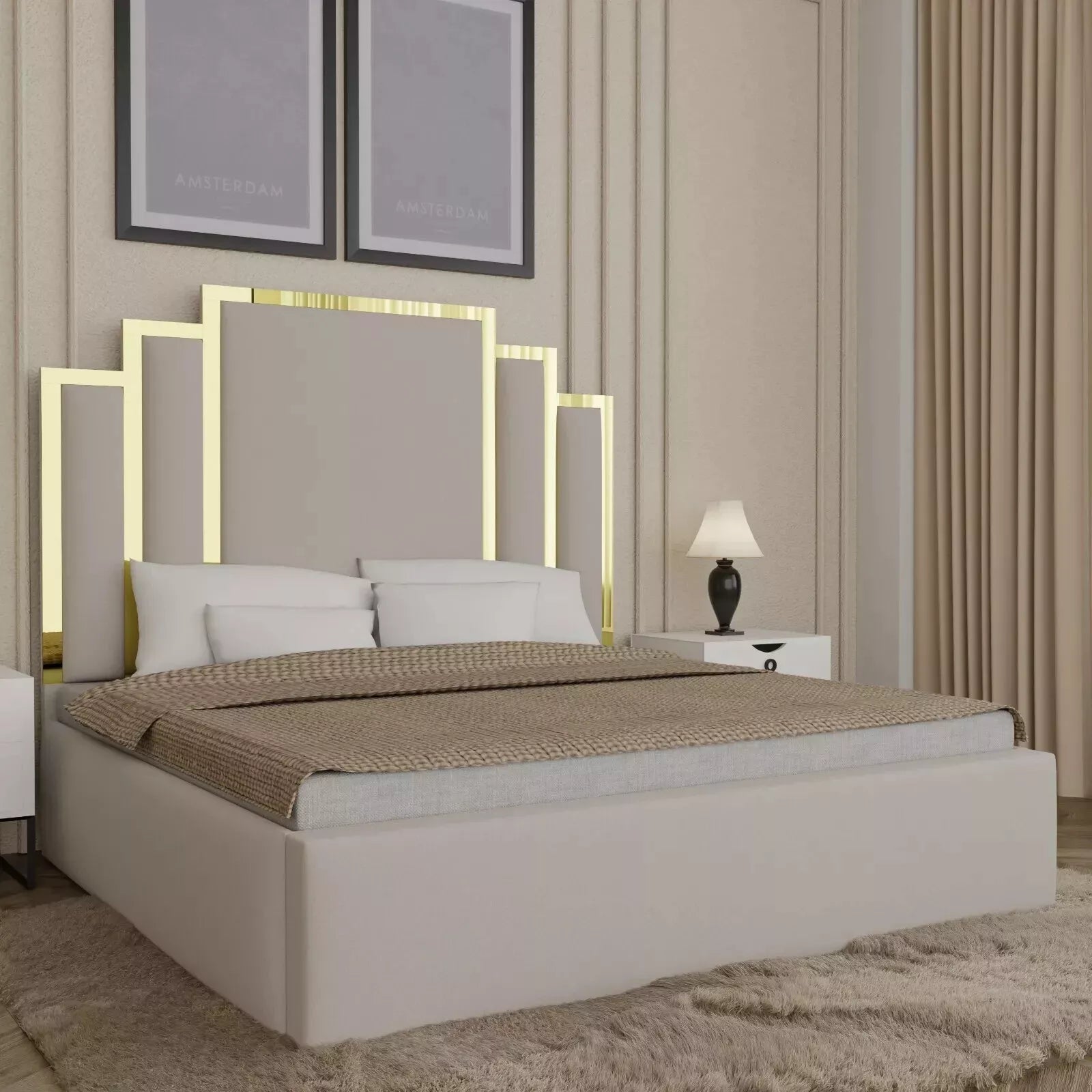 Madison Golden Stripe Bed Frame - JustBed