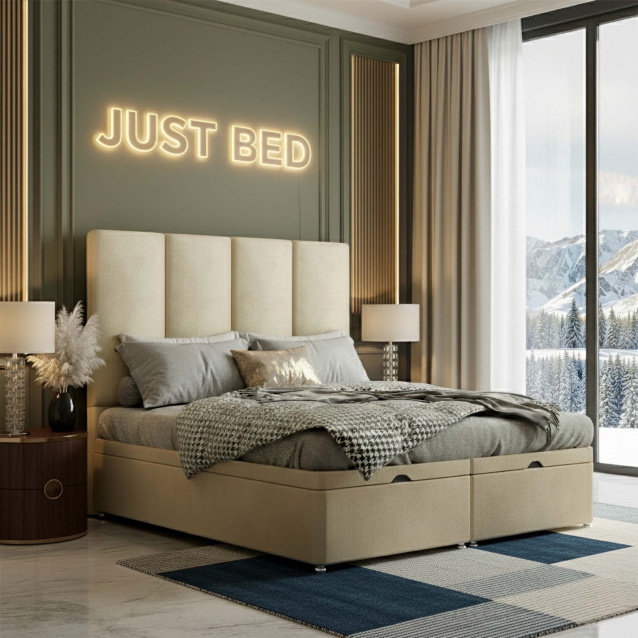 Marlen four panel divna Ottoman Bed Frame - JustBed
