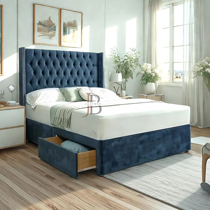 Miami Chesterfield Winged Divan Bed Frame - JustBed