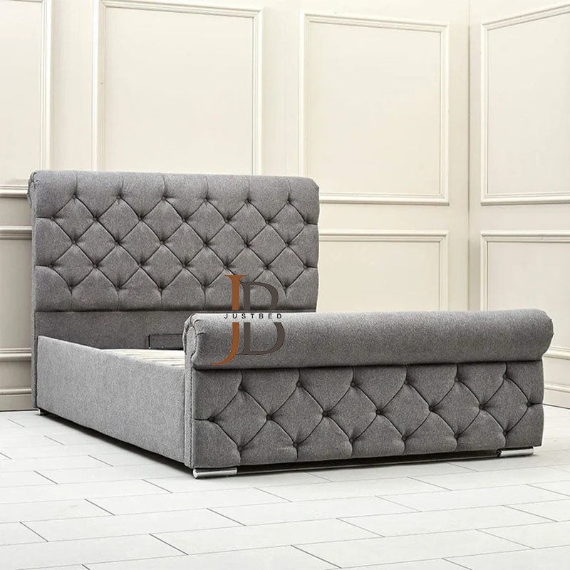 Milano Chesterfield Sleigh Bedframe - JustBed