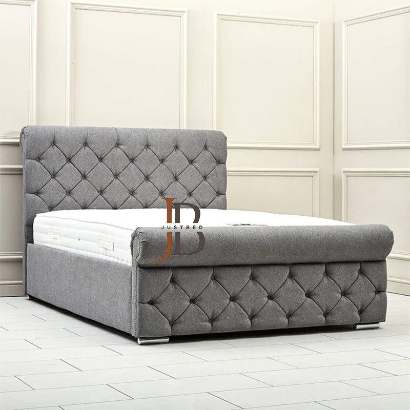 Milano Chesterfield Sleigh Bedframe - JustBed