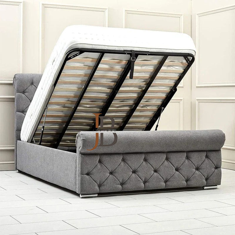 Milano Chesterfield Sleigh Bedframe - JustBed