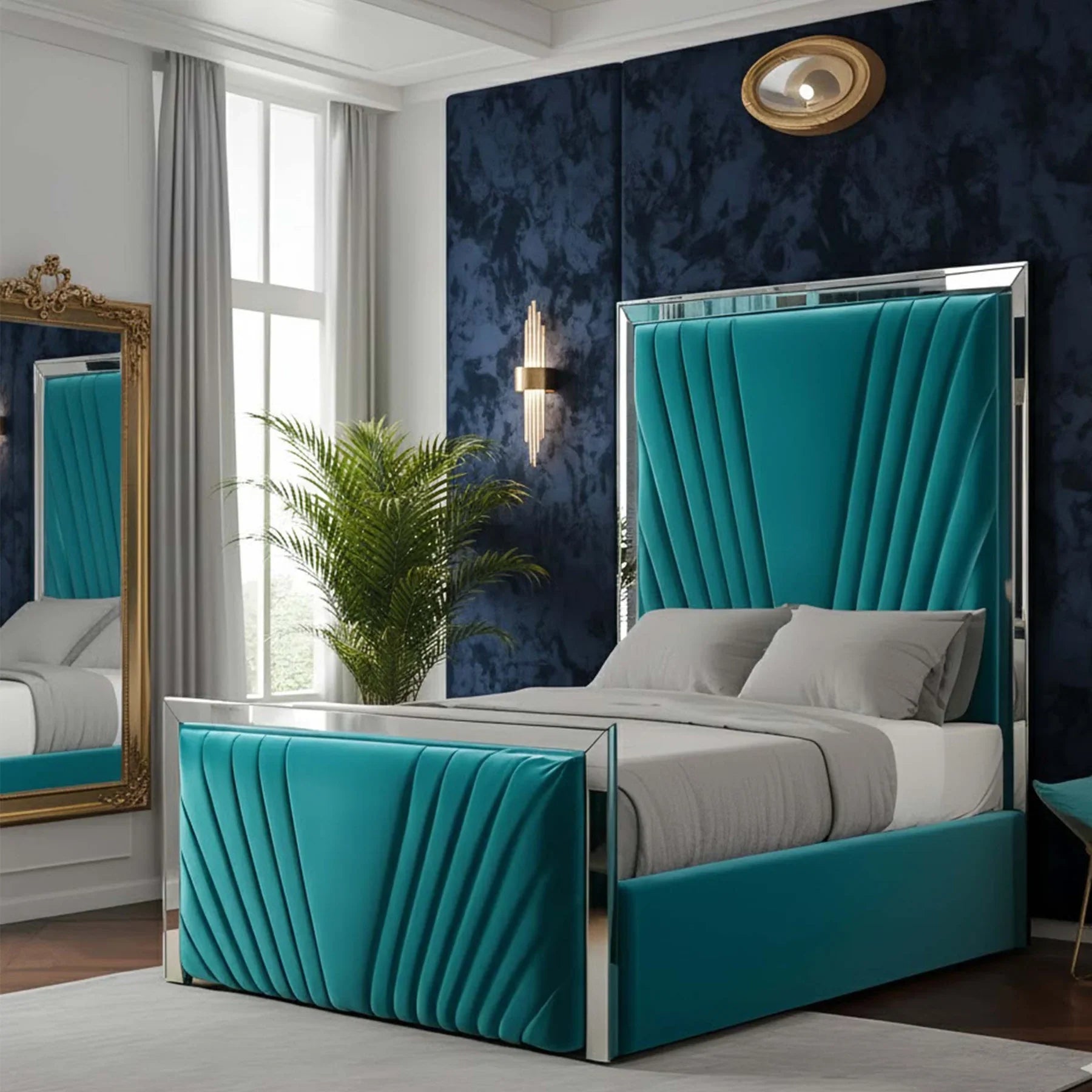 Orlena Art Deco Mirror Bed Frame
