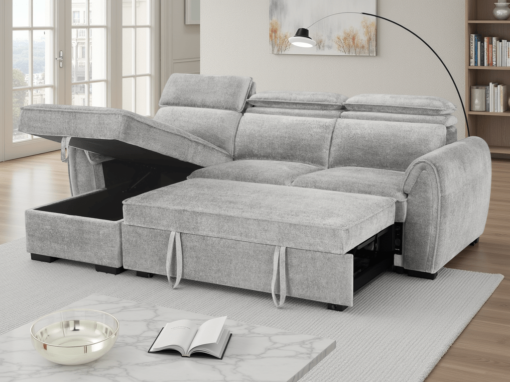 Montrose Universal Corner Sofabed In Grey - JustBed