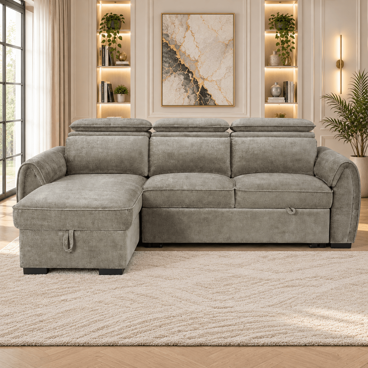 Montrose Universal Corner Sofabed In Mushroom - JustBed