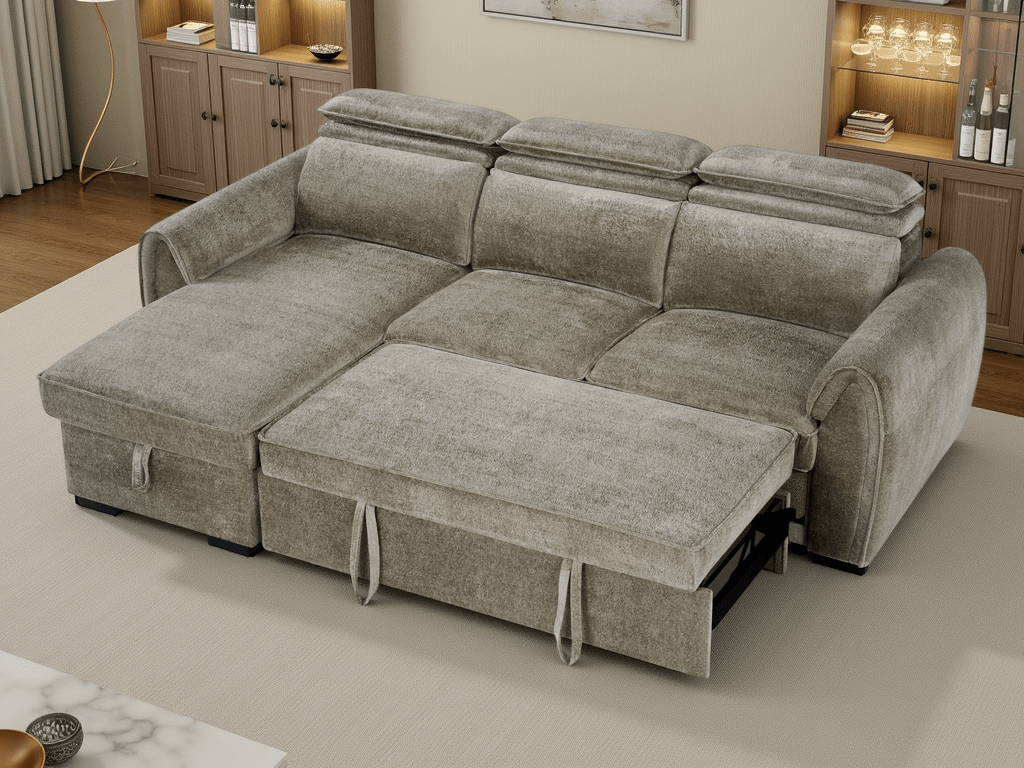 Montrose Universal Corner Sofabed In Mushroom - JustBed