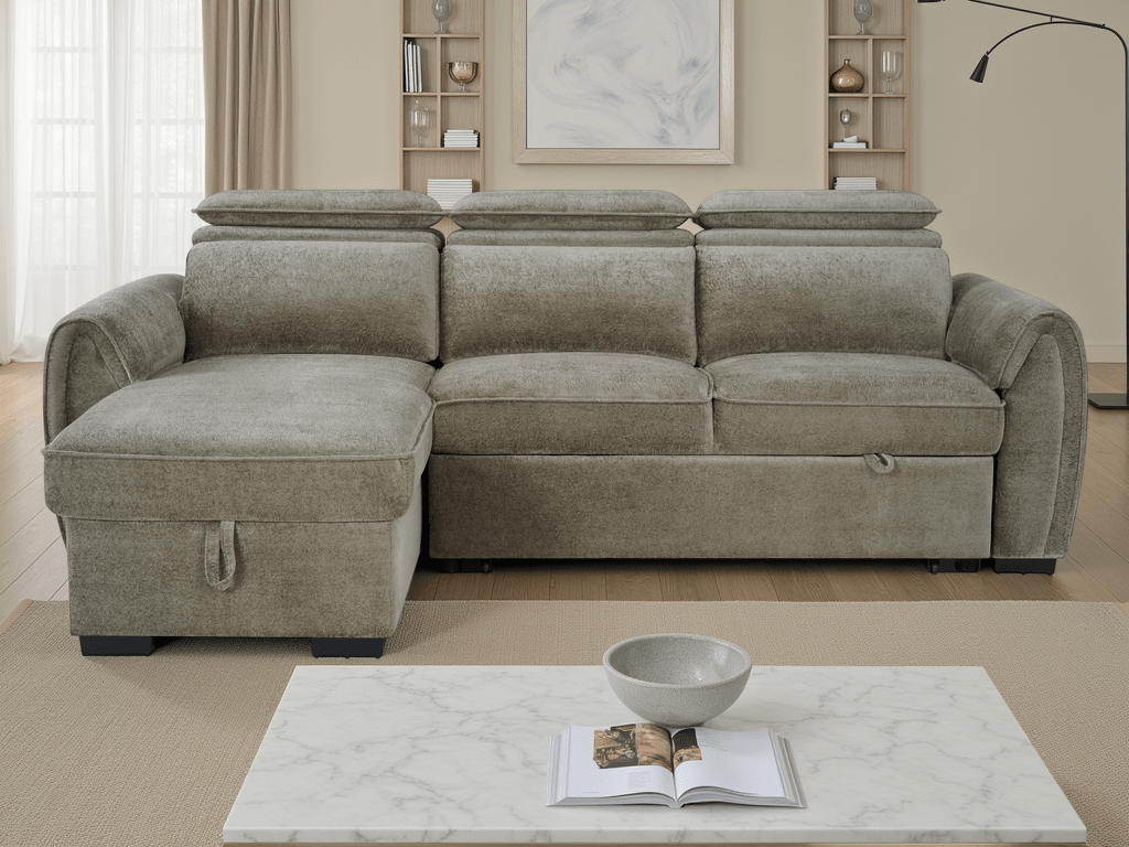 Montrose Universal Corner Sofabed In Mushroom - JustBed