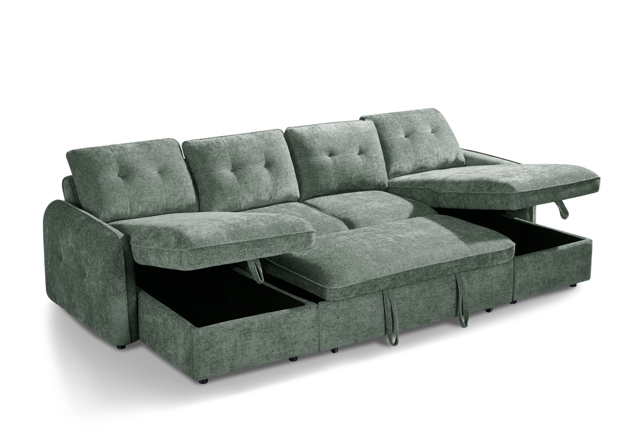Moscow U Shape Corner Sofabed In Green - JustBed