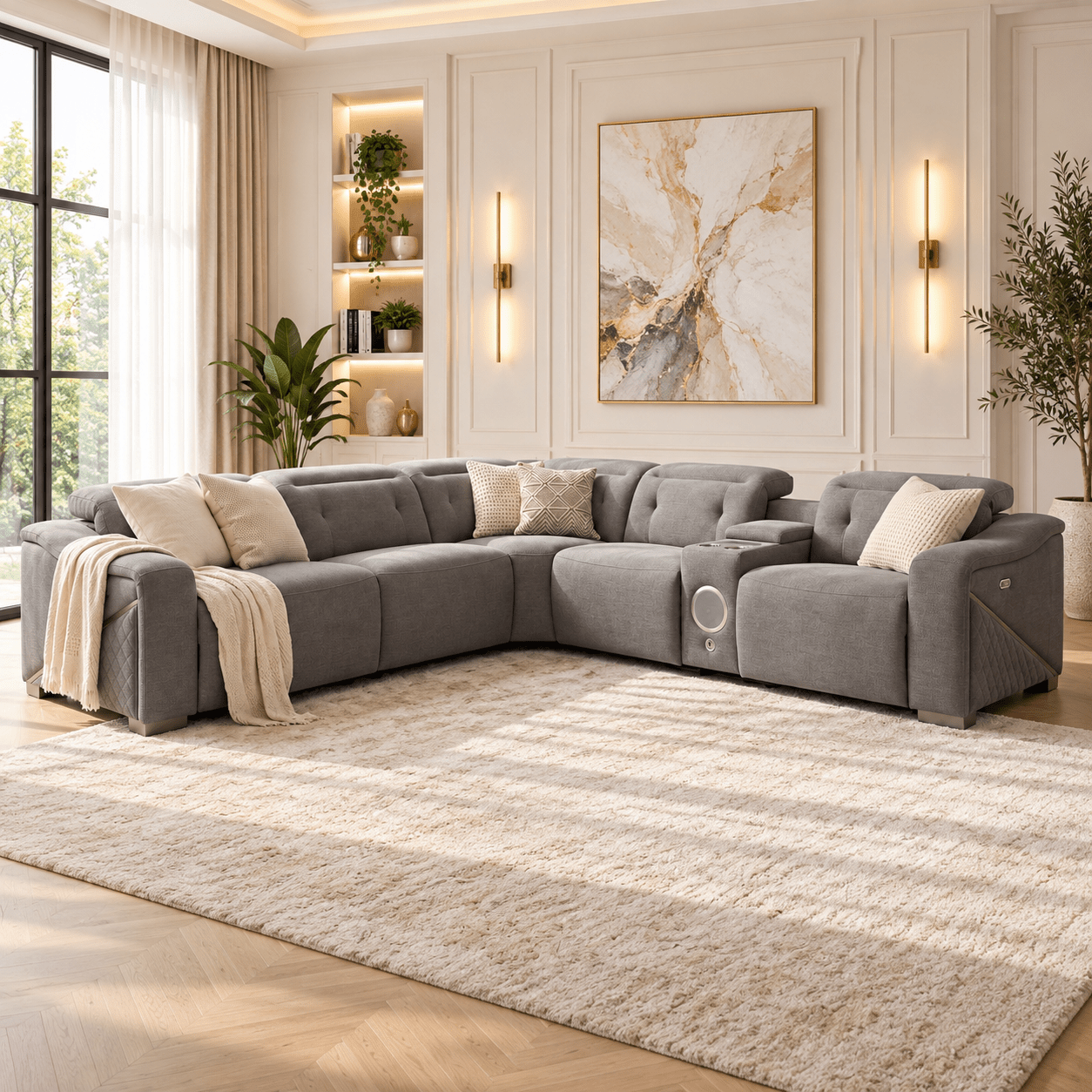 Ohio Electric Modular Large Recliner Corner Sofa In Grey - JustBed