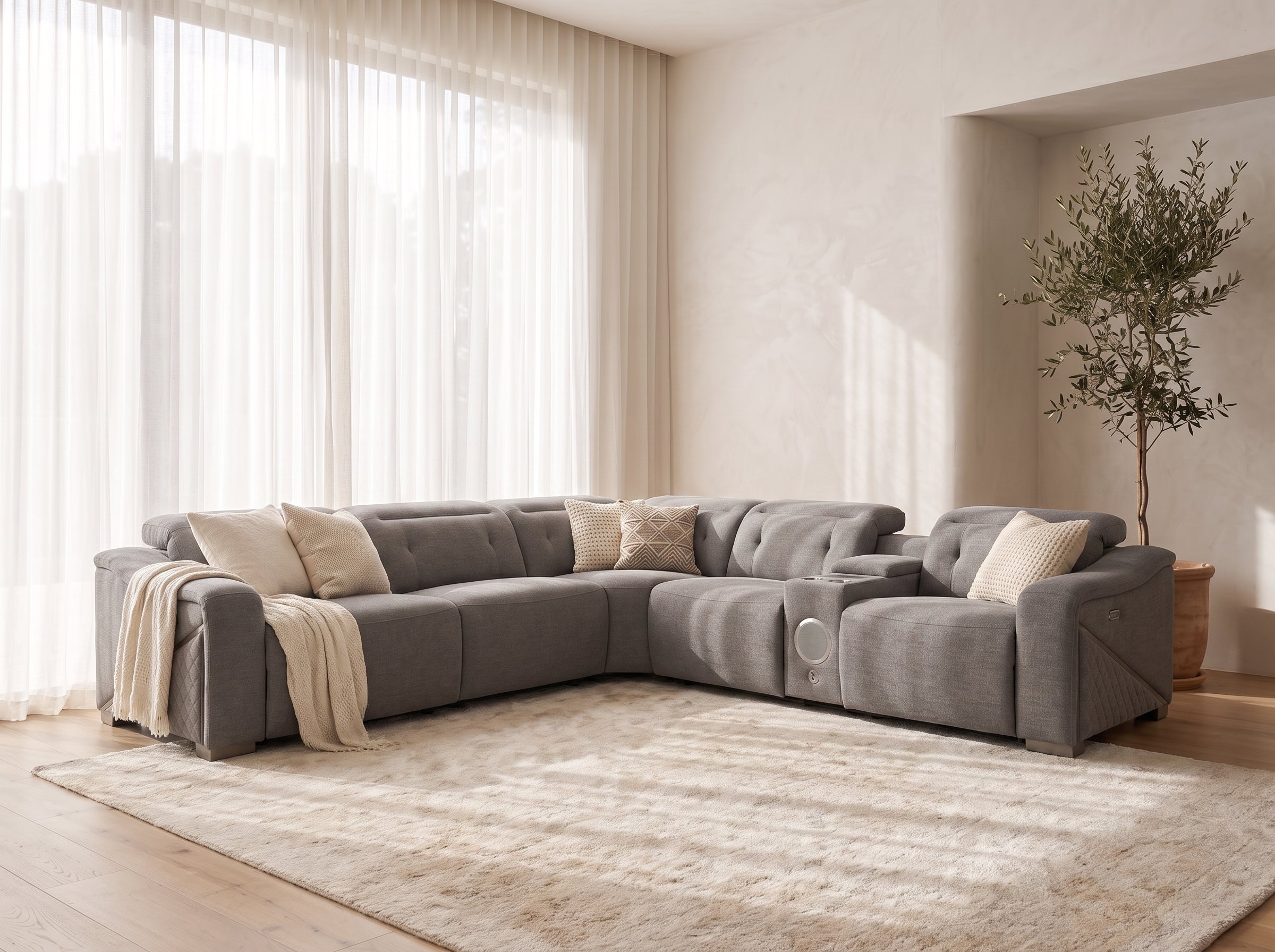 Ohio Electric Modular Large Recliner Corner Sofa In Grey