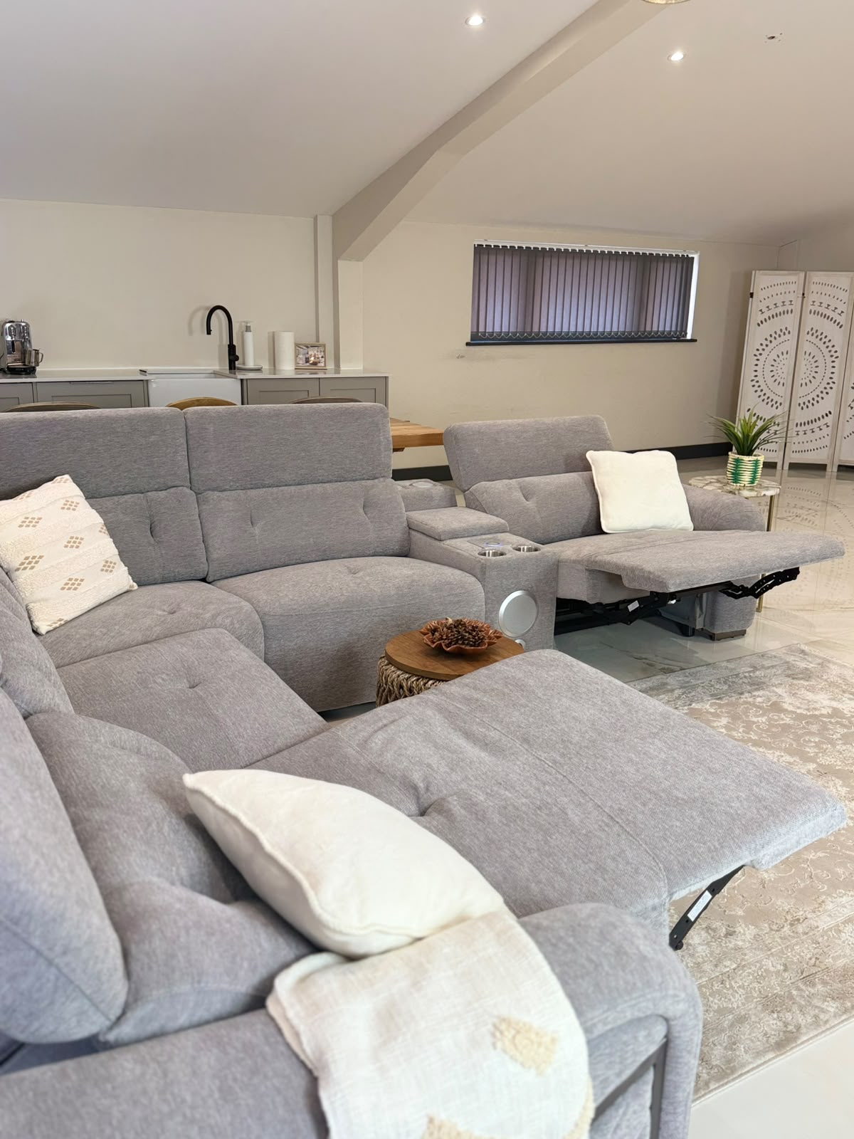 Ohio Electric Modular Large Recliner Corner Sofa In Grey