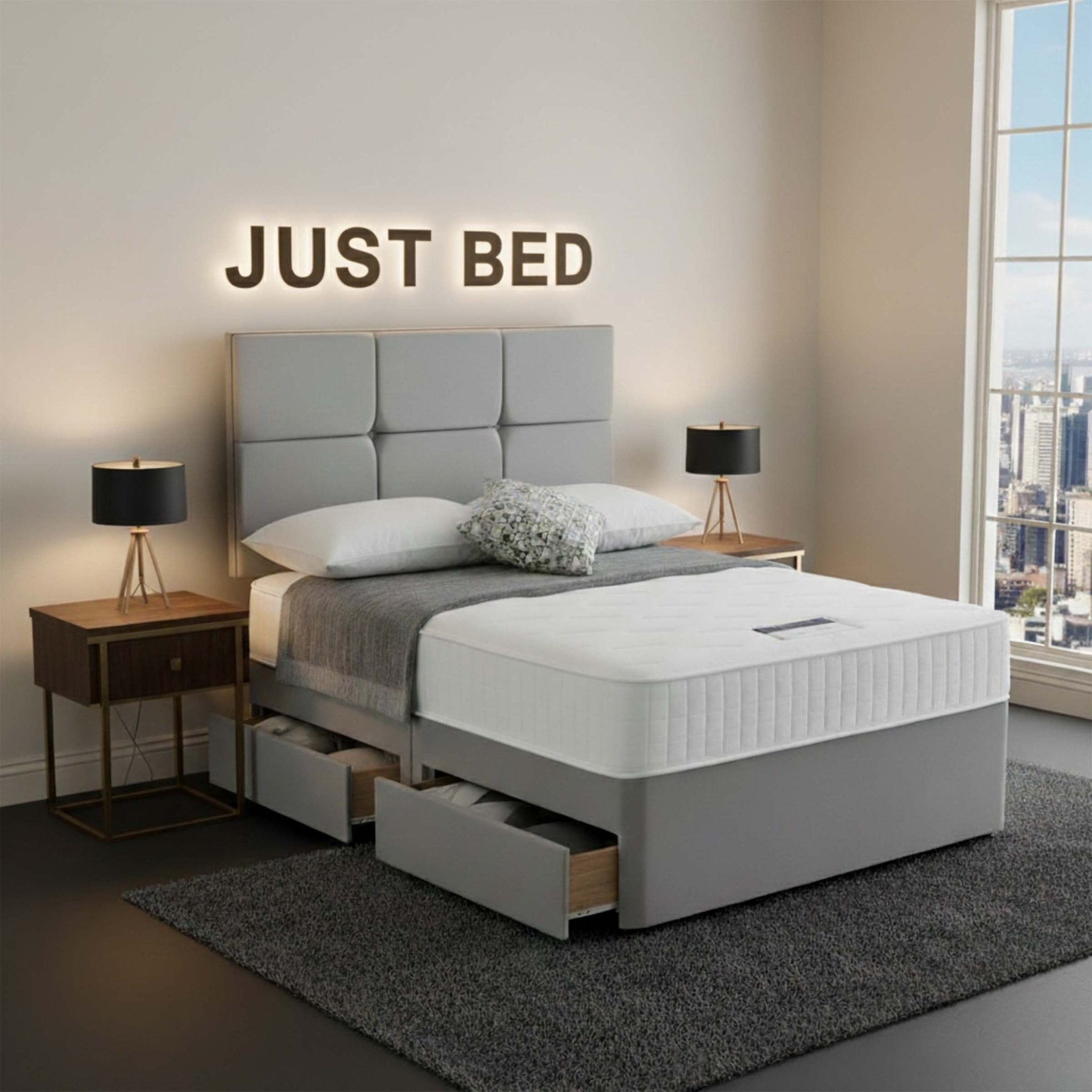 Olive Divan Bed Frame With 30 inches headboard - JustBed