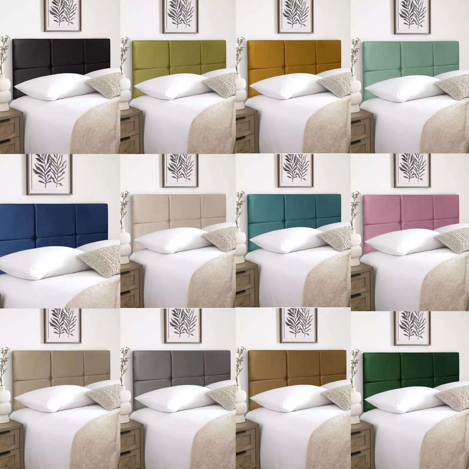 Olive Plush Velvet Headboard - JustBed