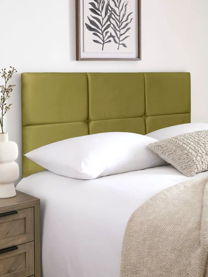 Olive Plush Velvet Headboard - JustBed