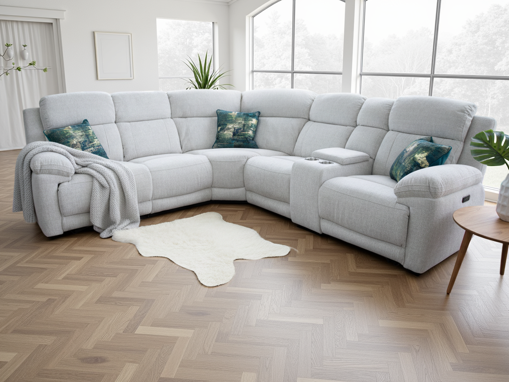 Owen Electric Large Corner Recliner Sofa in Beige